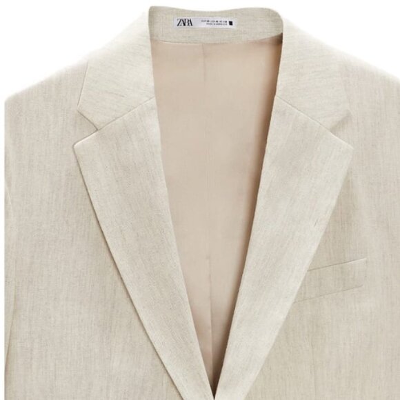 ZARA LINEN BLEND SUIT JACKET 4373/705 - Picture 4 of 4